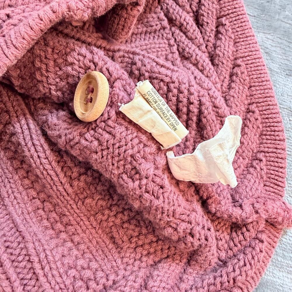 LL Bean Vintage Made in USA Purple Cable Knit Cotton Cardigan Sweater Womens S - Picture 10 of 10